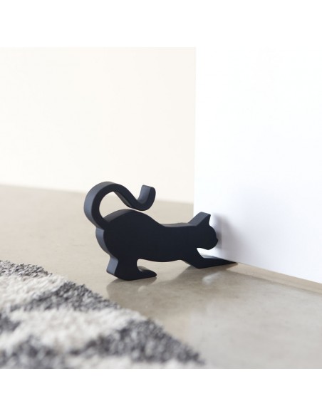 BALVI fermaporta in silicone colore nero h 7,5 cm FELINE