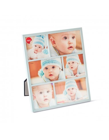 BALVI portafoto in metallo per 6 foto colore azzurro h 30 cm PETIT
