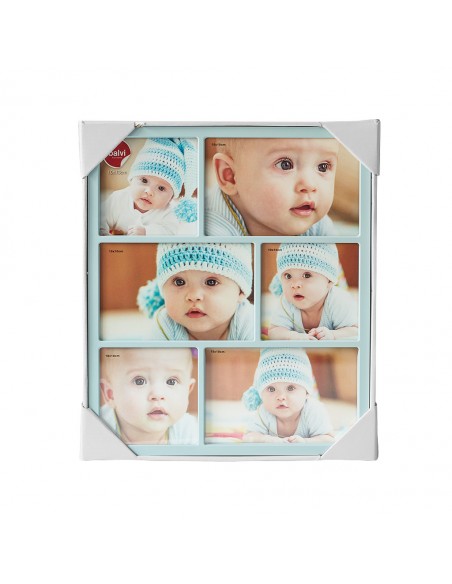 BALVI portafoto in metallo per 6 foto colore azzurro h 30 cm PETIT