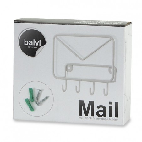 Portaposta e portachiavi metallo colore bianco - MAIL by Balvi