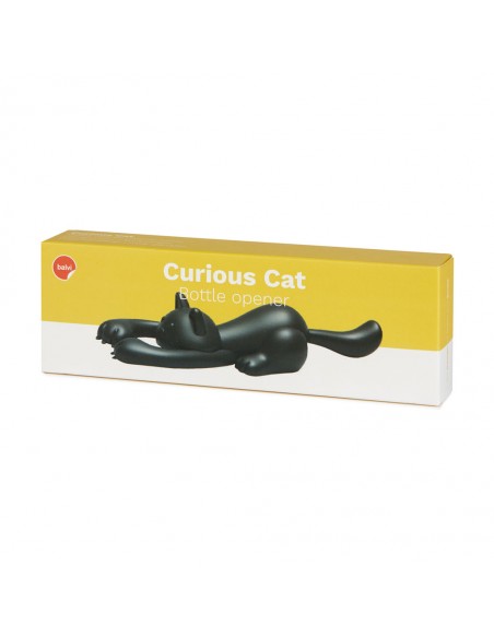 BALVI Apribottiglie a forma di gatto nero ABS/metallo Curious Cat