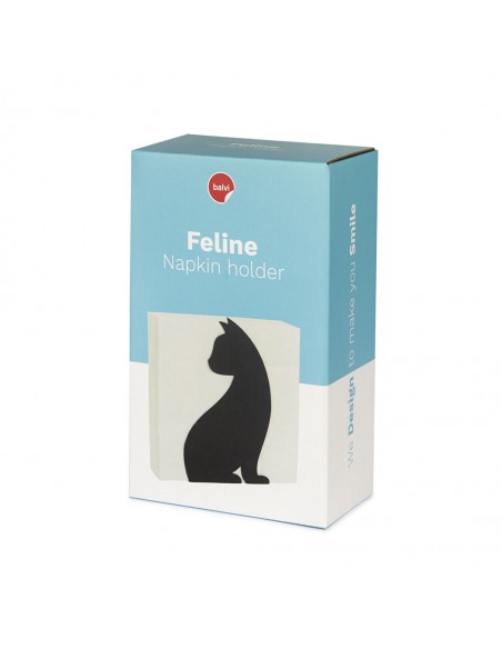 BALVI portatovaglioli gatto in metallo verniciato nero h 20 cm FELINE