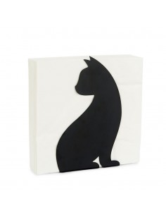 BALVI portatovaglioli gatto in metallo verniciato nero h 20 cm FELINE 2