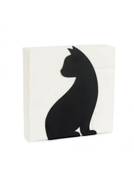 BALVI portatovaglioli gatto in metallo verniciato nero h 20 cm FELINE