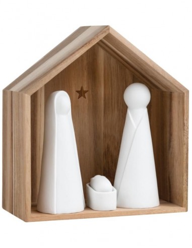 RADER Capanna in legno con natività in ceramica h 18,5 cm