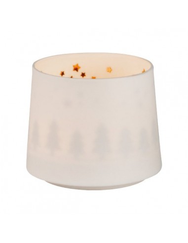 RADER porta t-light in ceramica con gioco d'ombra foresta h 6,5 cm