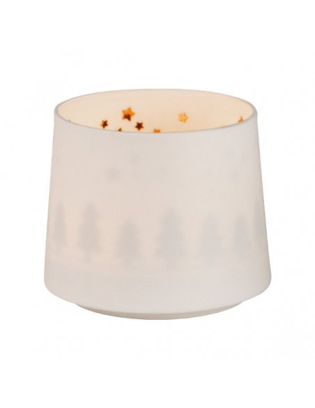 RADER porta t-light in ceramica con gioco d'ombra foresta h 6,5 cm