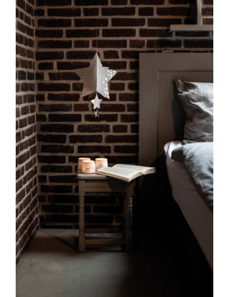 RADER porta t-light in ceramica con gioco d'ombra foresta h 6,5 cm