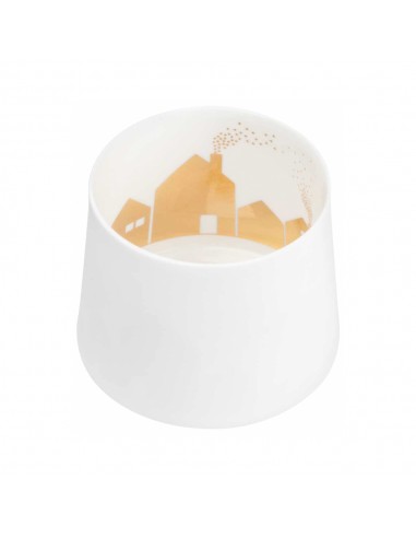 RADER porta t-light in ceramica con gioco d'ombra città h 6,5 cm