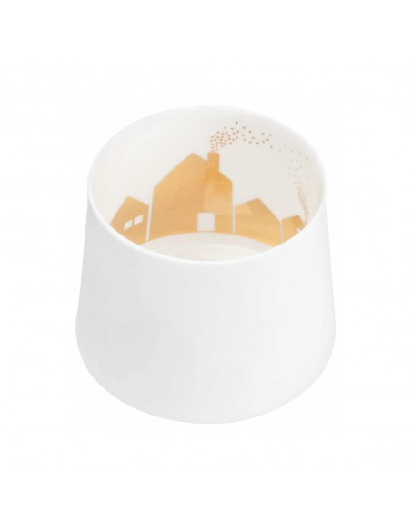 RADER porta t-light in ceramica con gioco d'ombra città h 6,5 cm