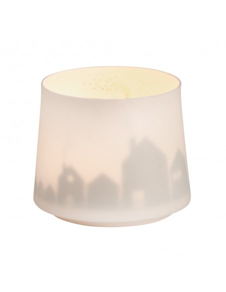 RADER porta t-light in ceramica con gioco d'ombra città h 6,5 cm