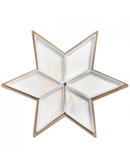 RADER Antipastiera legno e ceramica a forma di stella diam 40 cm