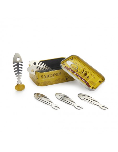 6 Forchettine da aperitivo in scatola di latta - SARDINES by BALVI