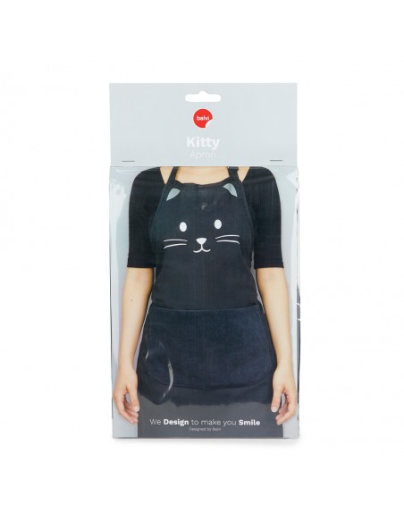 BALVI Grembiule da cucina nero 80 cm poliestere Kitty