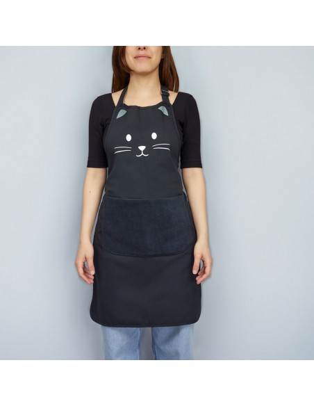 BALVI Grembiule da cucina nero 80 cm poliestere Kitty