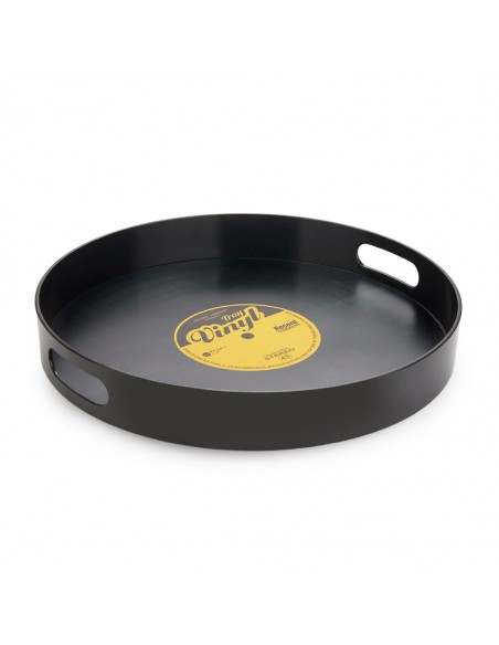 BALVI Vassoio a forma di disco in vinile nero diam 34,5 cm Vinyl