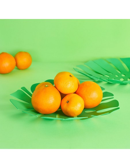 BALVI Cesto frutta foglia verde metallo 30 cm Monstera