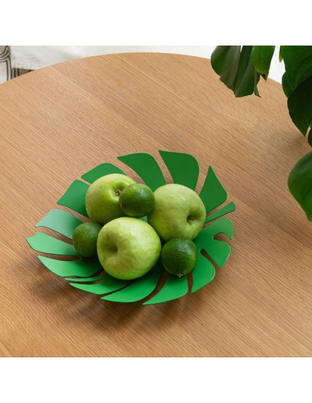 BALVI Cesto frutta foglia verde metallo 30 cm Monstera