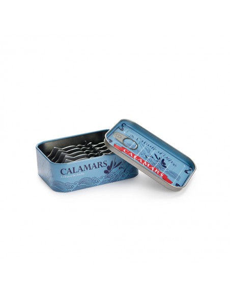 BALVI set 6 forchettine da aperitivo in acciaio con scatola metallo Calamars