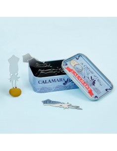 BALVI set 6 forchettine da aperitivo in acciaio con scatola metallo Calamars 2
