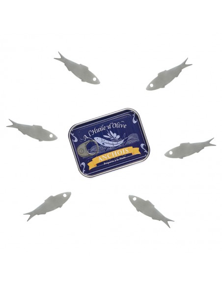 BALVI Set di forchettine per aperitivo in scatola metallo Anchois