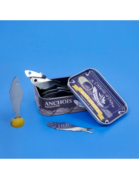 BALVI Set di forchettine per aperitivo in scatola metallo Anchois