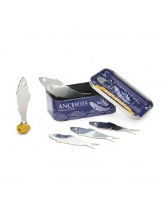 BALVI Set di forchettine per aperitivo in scatola metallo Anchois