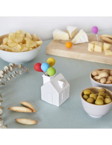 Balvi Set 6 spiedini da aperitivo con contenitore HOUSE BALLOON