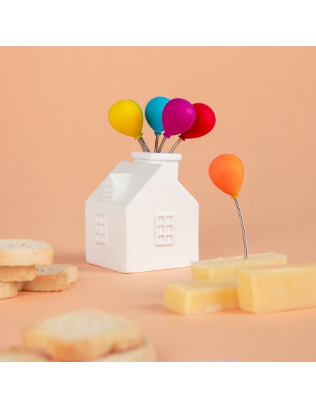 Balvi Set 6 spiedini da aperitivo con contenitore HOUSE BALLOON