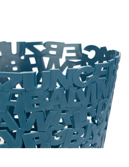 BALVI Cestino gettacarte in plastica colore azzurro LETTERS