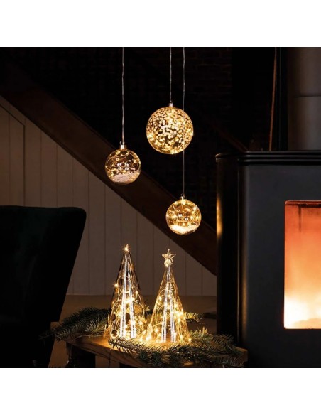 Abete in vetro illuminato con timer 6/18 ore 30 cm h RADER