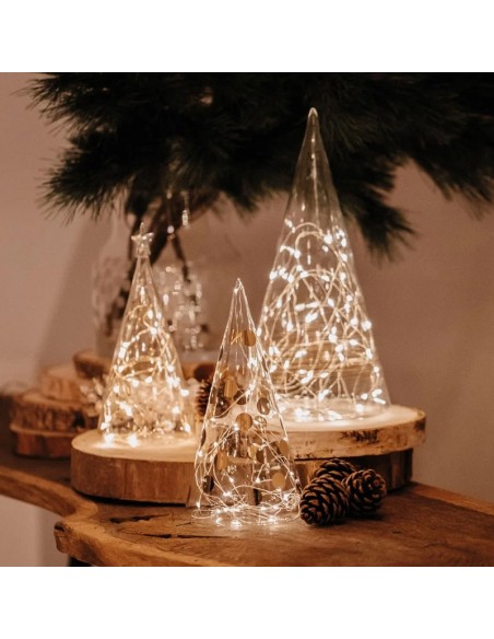 Abete in vetro illuminato con timer 6/18 ore 30 cm h RADER