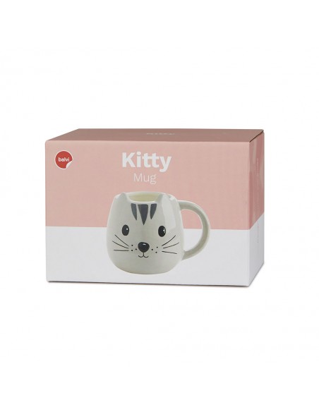 BALVI mug tazza in ceramica gatto grigio 400 ml KITTY