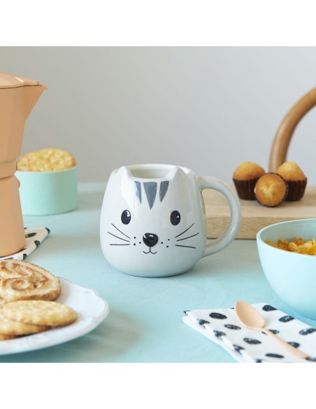 BALVI mug tazza in ceramica gatto grigio 400 ml KITTY