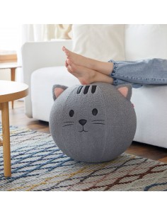 BALVI puff sgabello in poliestere a forma di gatto h 45 cm KITTY GRIGIO 2