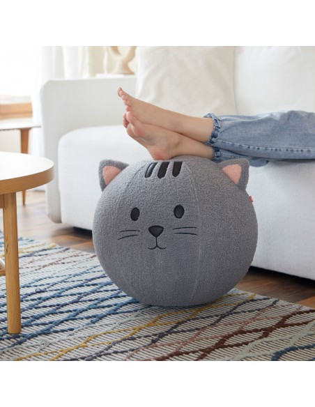 BALVI puff sgabello in poliestere a forma di gatto h 45 cm KITTY GRIGIO