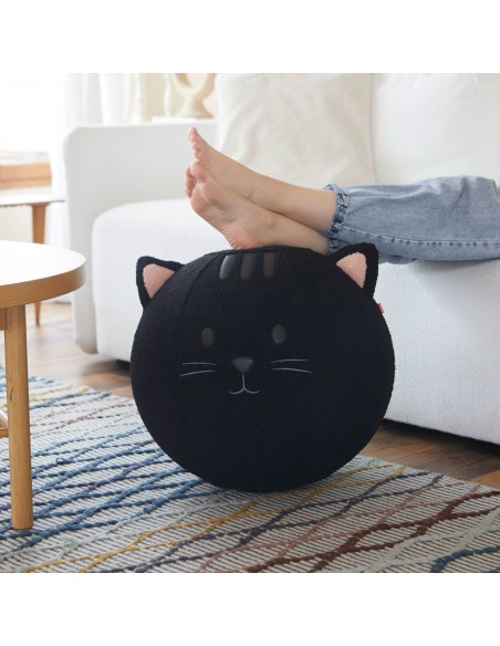 BALVI puff sgabello in poliestere a forma di gatto h 45 cm KITTY NERO