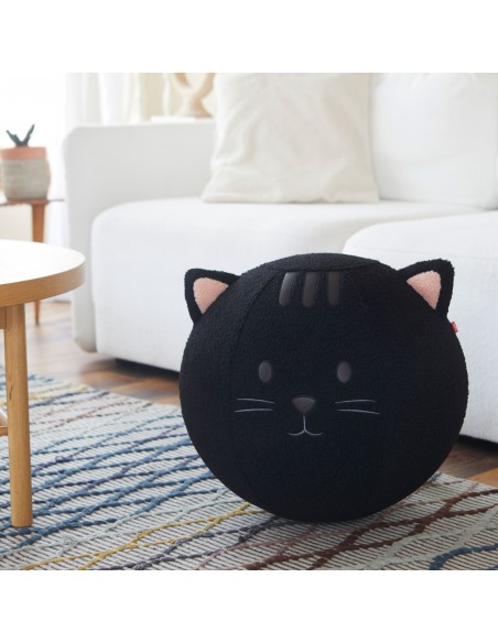 BALVI puff sgabello in poliestere a forma di gatto h 45 cm KITTY NERO