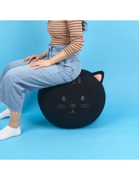 BALVI puff sgabello in poliestere a forma di gatto h 45 cm KITTY NERO