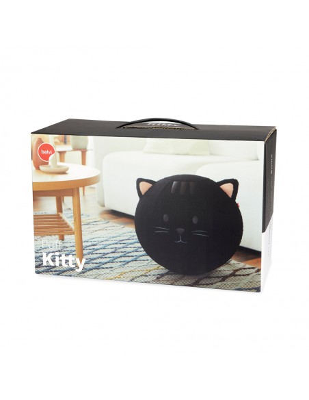 BALVI puff sgabello in poliestere a forma di gatto h 45 cm KITTY NERO