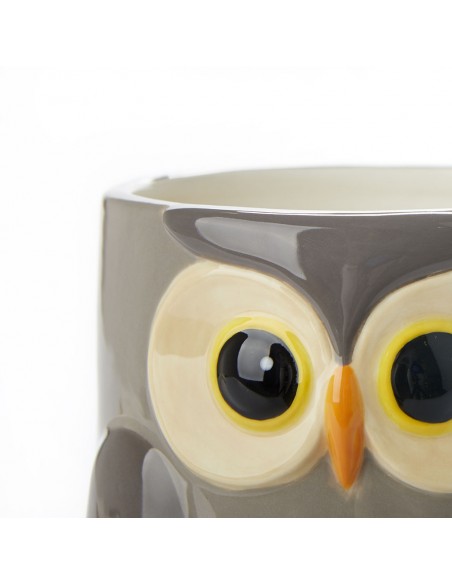 BALVI Vaso da fiori gufo grigio ceramica h 11,7 cm Owl