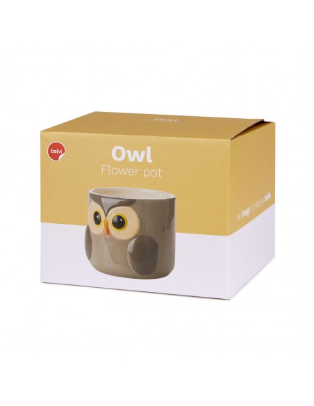 BALVI Vaso da fiori gufo grigio ceramica h 11,7 cm Owl