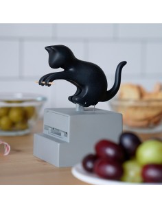 BALVI dispenser di stuzzicadenti gatto nero plastica H 13 cm Frisky 2