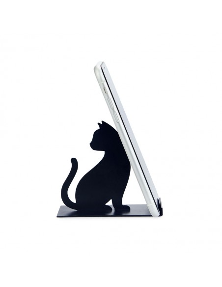 BALVI Supporto smartphone gatto nero metallo h 10 cm Feline