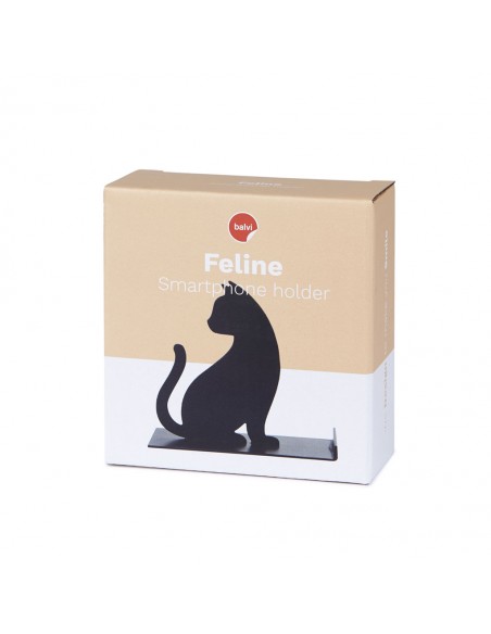 BALVI Supporto smartphone gatto nero metallo h 10 cm Feline