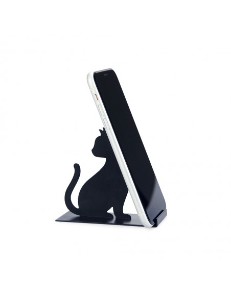 BALVI Supporto smartphone gatto nero metallo h 10 cm Feline