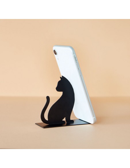 BALVI Supporto smartphone gatto nero metallo h 10 cm Feline