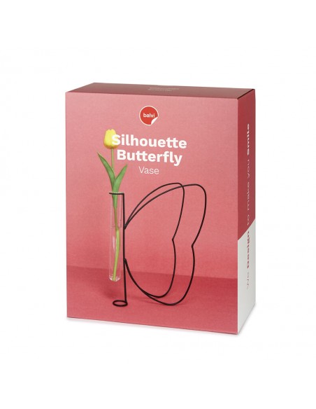 Balvi Vaso Silhouette di farfalla nero h 27 cm metallo/vetro Butterfly