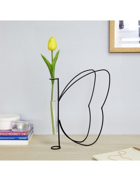 Balvi Vaso Silhouette di farfalla nero h 27 cm metallo/vetro Butterfly