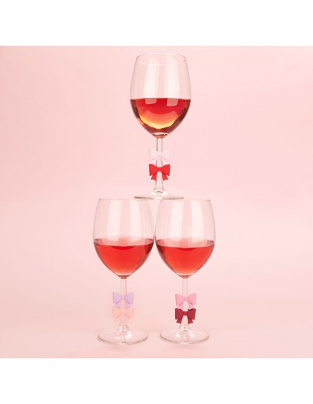 Balvi 6 Segnabicchieri con fiocco colori assortiti in silicone Coquette